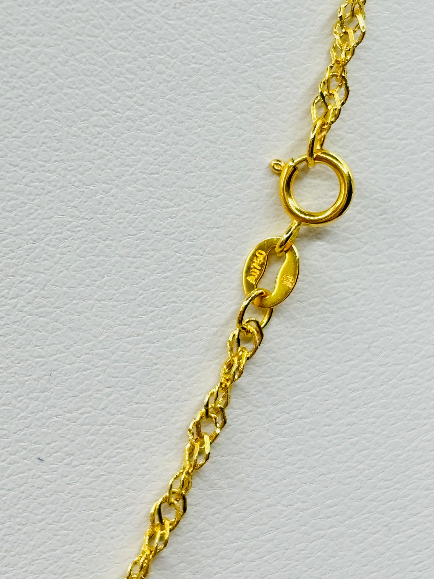18K Gold Twisted Chain with Long Heart Pendant Necklace Set