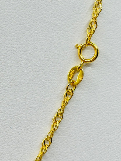 18K Gold Twisted Chain with Long Heart Pendant Necklace Set