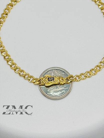 18K Gold M Diamond Cut Bracelet