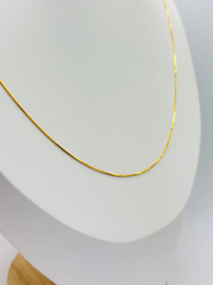 18K Gold Box Chain Adjustable