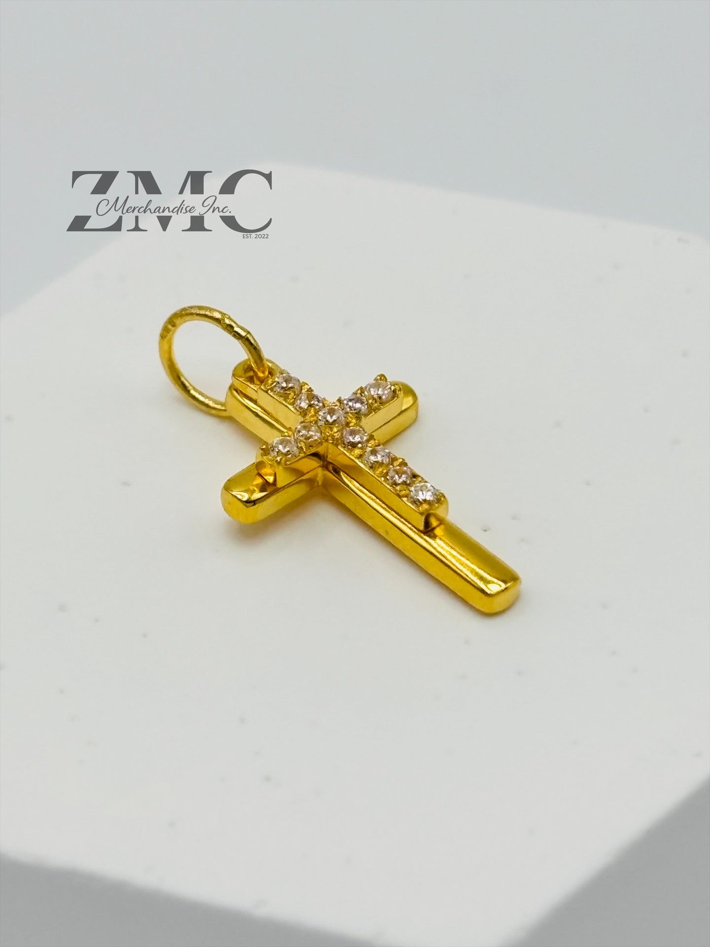 18K Gold Double Cross Pendant