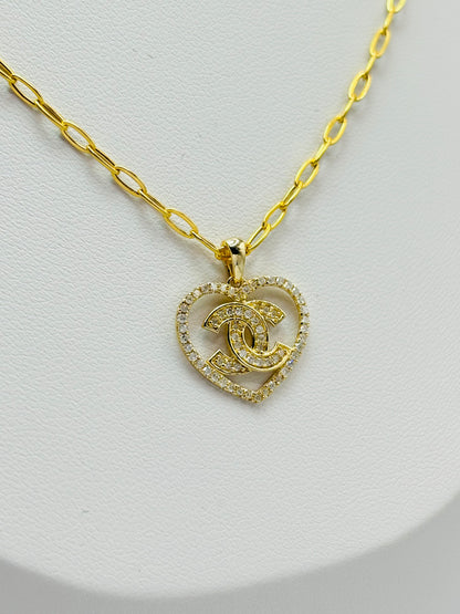 18K Gold Heart Natural Diamond Necklace