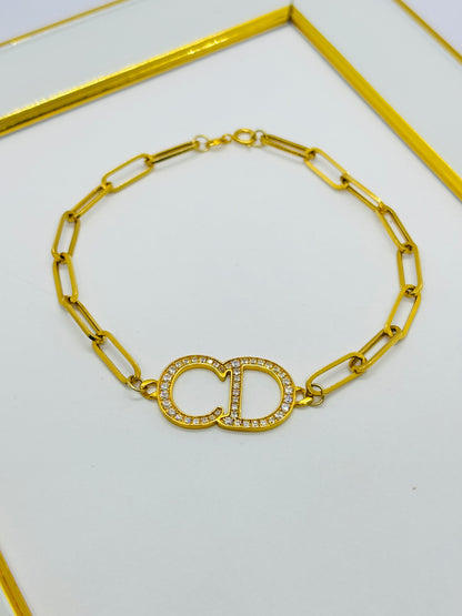 18K Gold Paperclip Bracelet