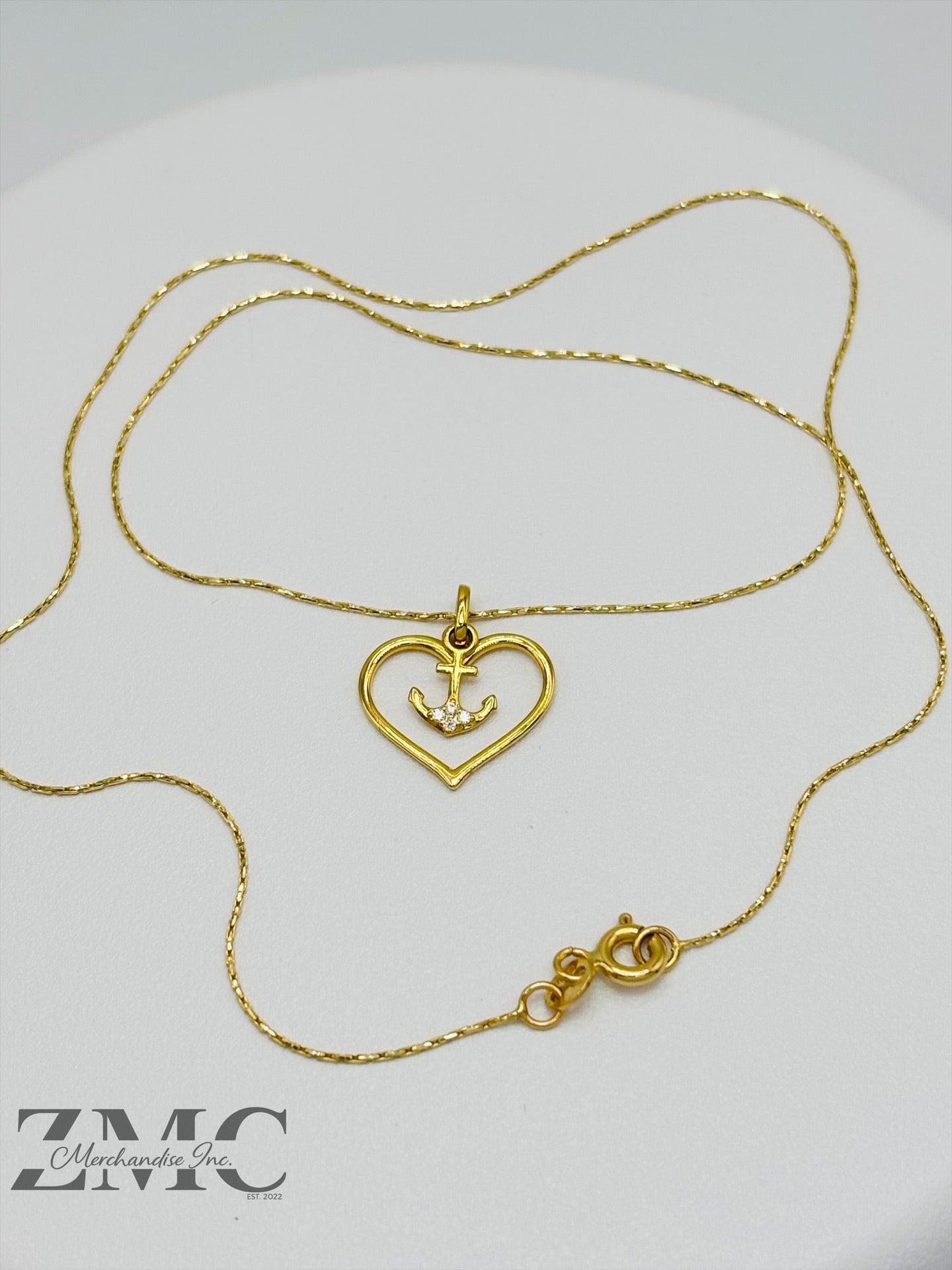 18K Gold Heart & Anchor Necklace