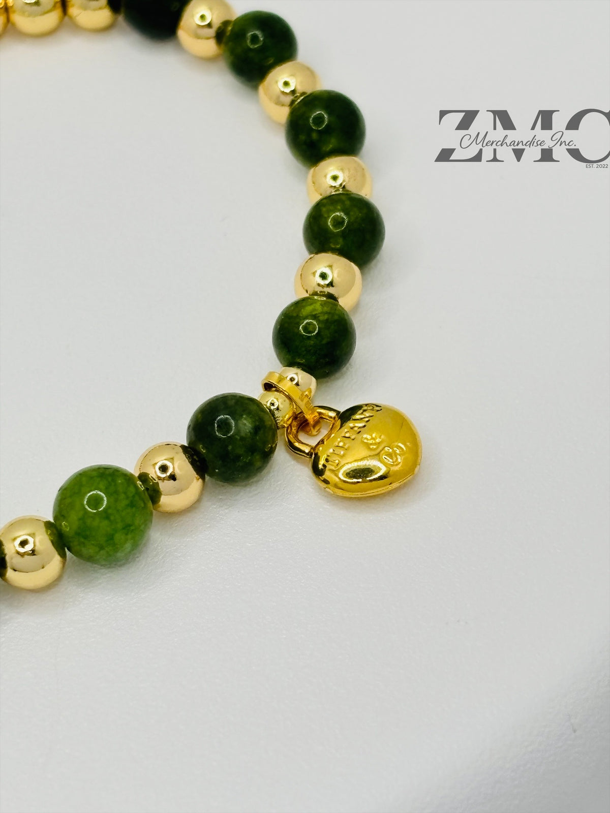 18K Gold Red Heart with Jade Stone Bracelet