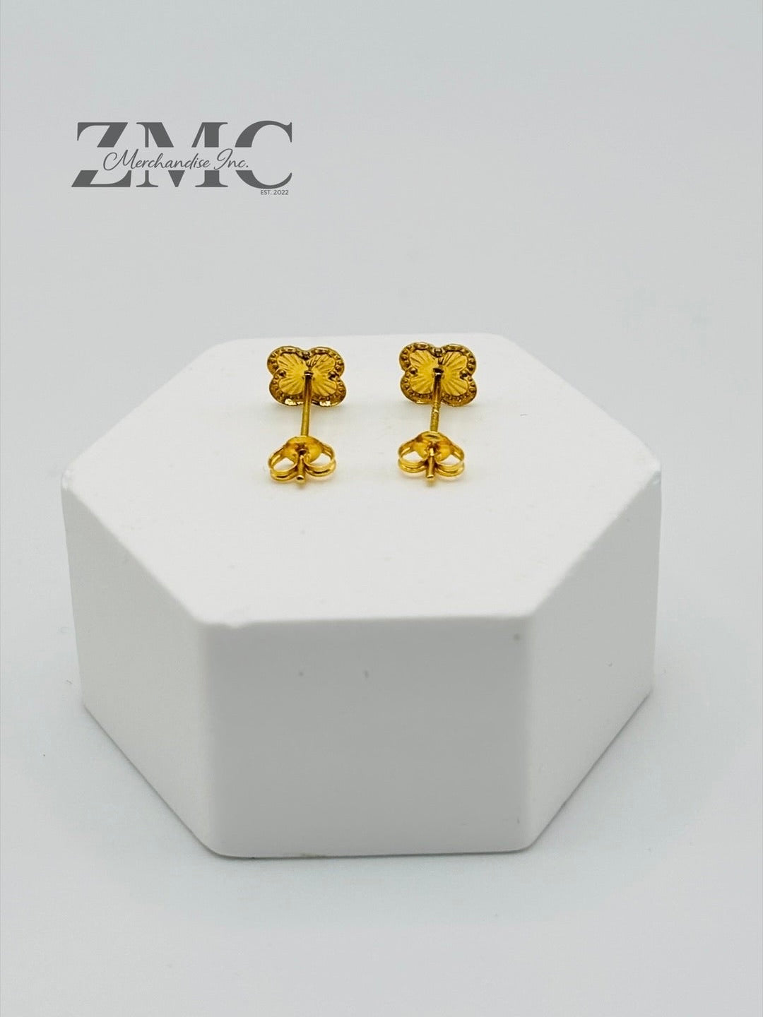 18K Gold Clover Kids Earrings