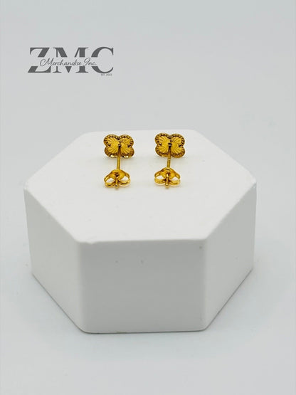 18K Gold Clover Kids Earrings
