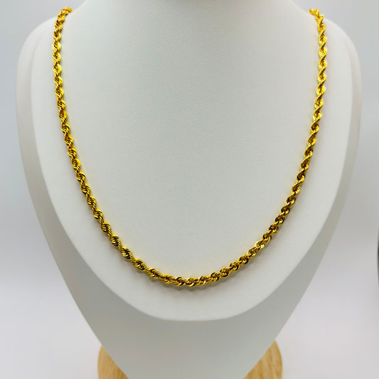 18K Gold Rope Chain 4 mm width