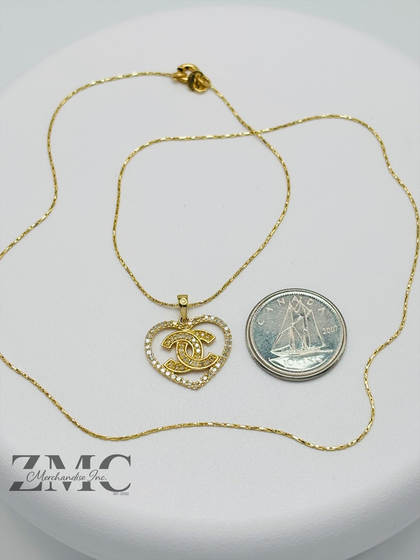 K18 Japan Gold Heart Necklace Natural Diamond