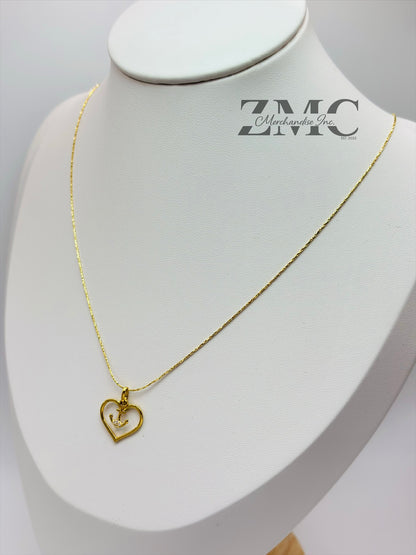 18K Gold Heart & Anchor Necklace