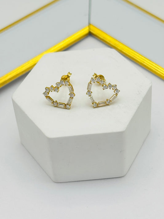 18K Gold Heart Moissanite Diamond Earrings