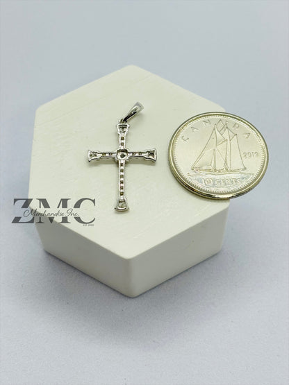K18 Japan White Gold Cross Pendant 0.15 carat Natural Diamond