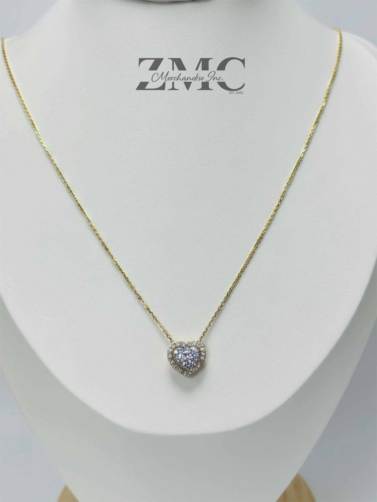 K18 Japan Gold Many Ways Heart Pendant Natural Diamond with 18K Gold Chain