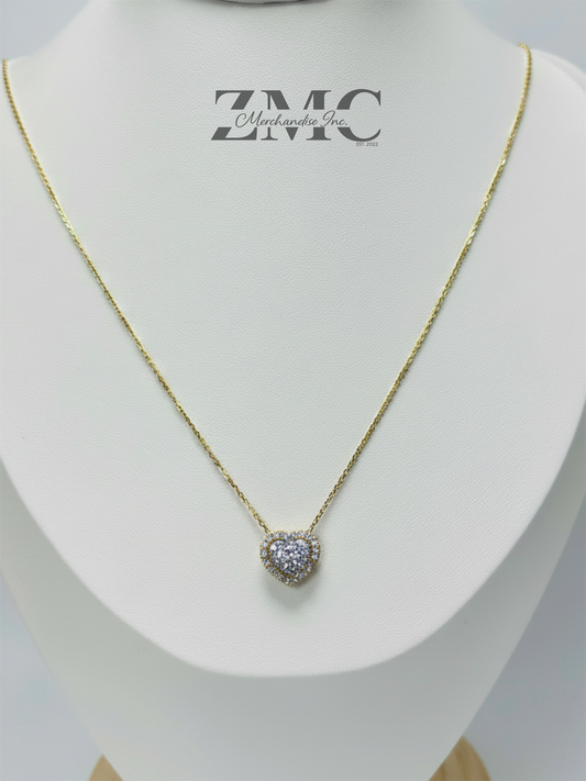 K18 Japan Gold Many Ways Heart Pendant Natural Diamond with 18K Gold Chain
