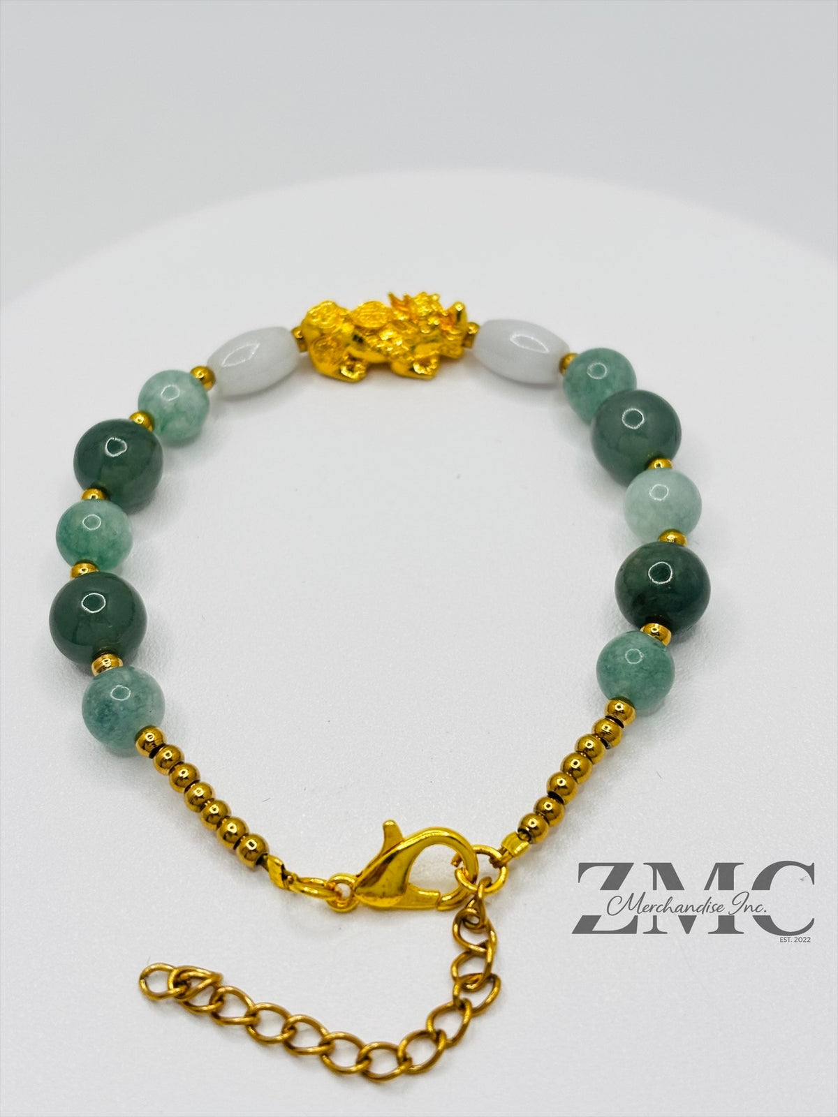18K Gold Lucky Piyao/ Pi Xiu  Jade Bracelet ( Hollow Empty Inside) Medium