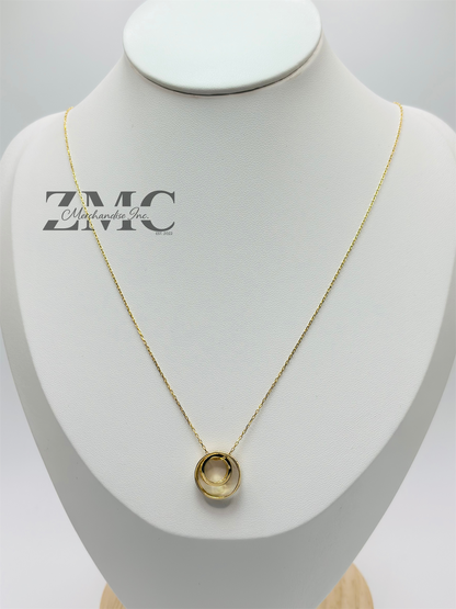 18K Gold Circle Attached Necklace
