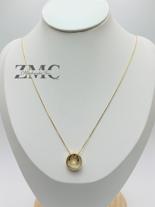 18K Gold Circle Attached Necklace