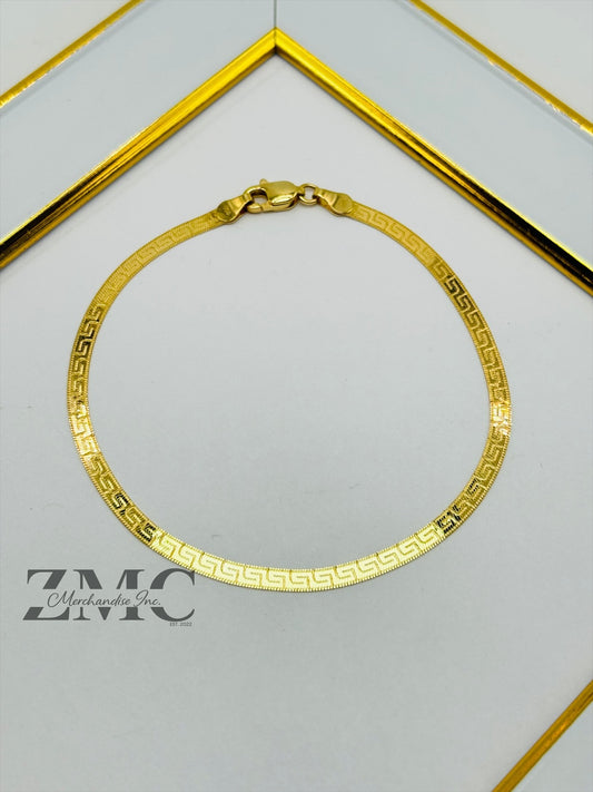 18K Gold F Flat Bracelet