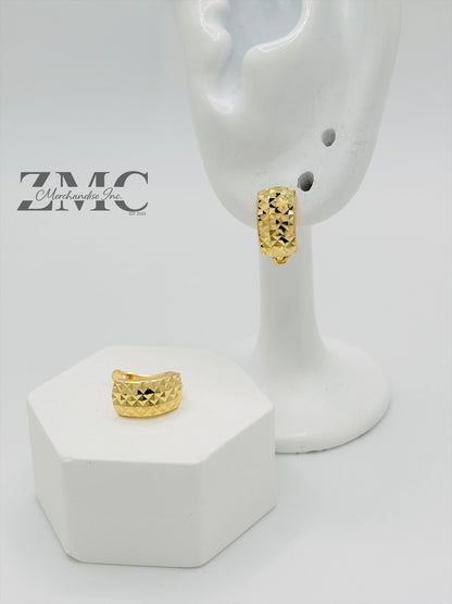 18K Gold Diamond Cut Clip Type Earrings