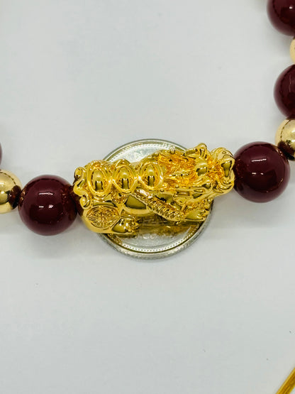 18K Gold  Lucky Piyao/ Pi Xiu Bracelet Red Gold ( Hollow Empty Inside) Extra Large Size