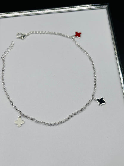 S925 Silver Clover Anklet