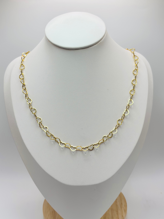 18K Gold Heart Necklace/Chain 7 mm