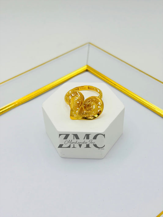 18K Gold Swirl Heart Ring