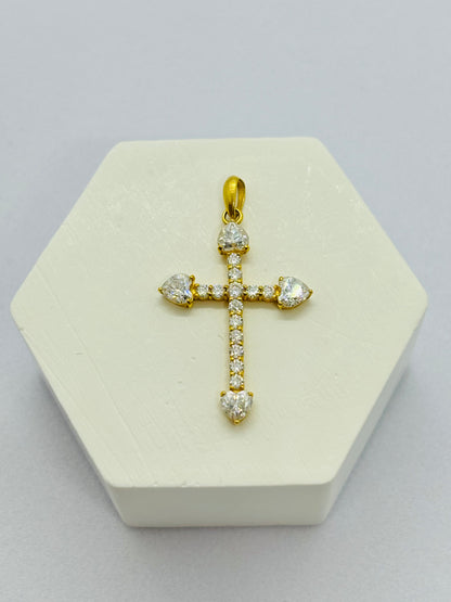 18K Gold Moissanite Diamond Cross Pendant