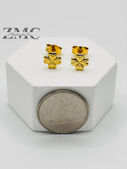 18K Gold Clover Earrings