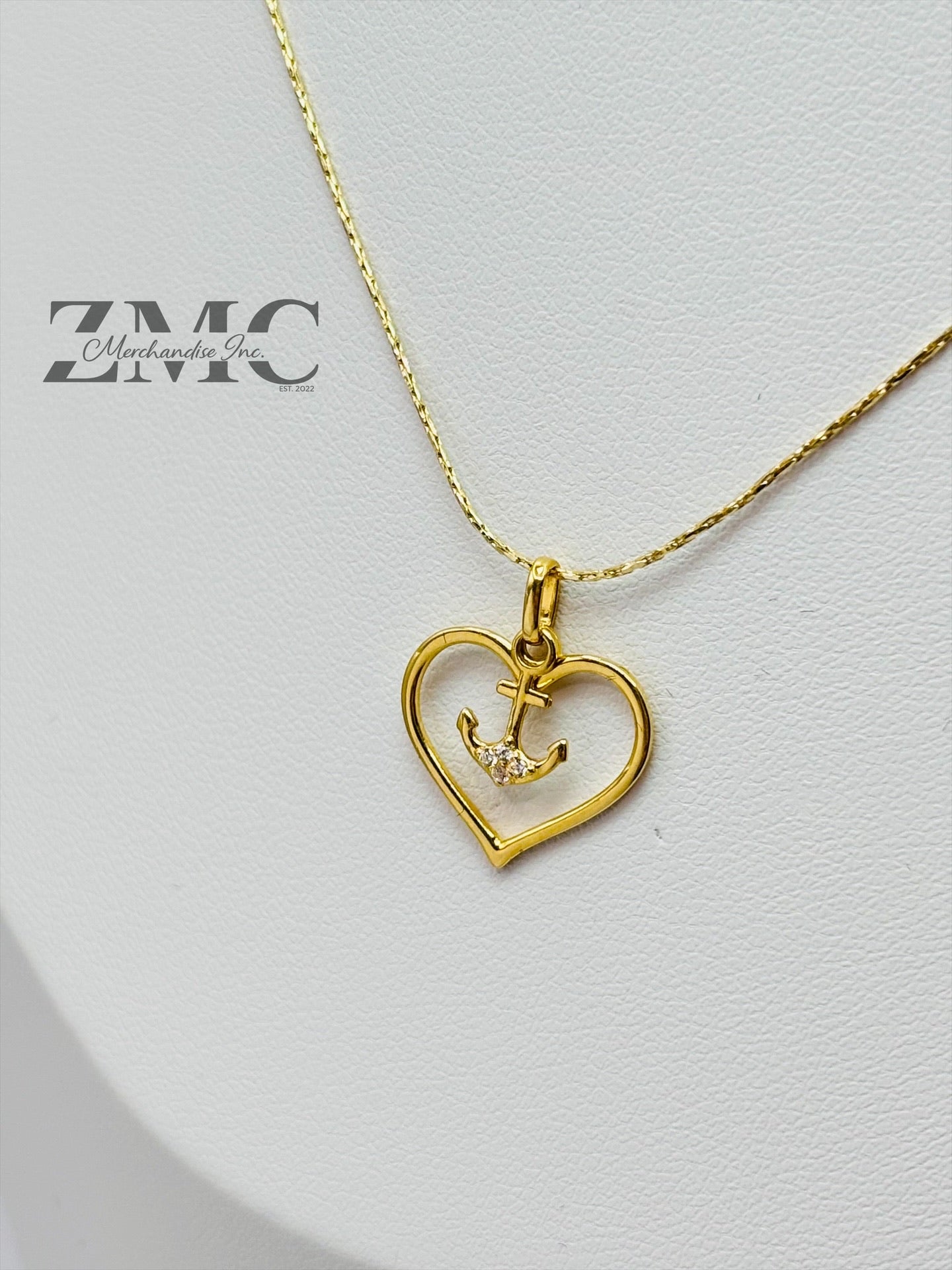 18K Gold Heart & Anchor Necklace