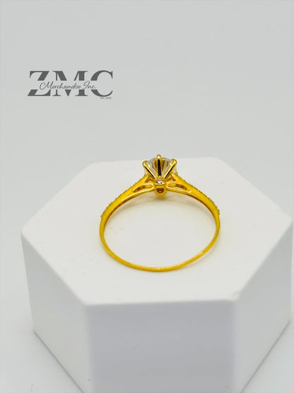 18K Gold Moissanite Diamond Round Ring