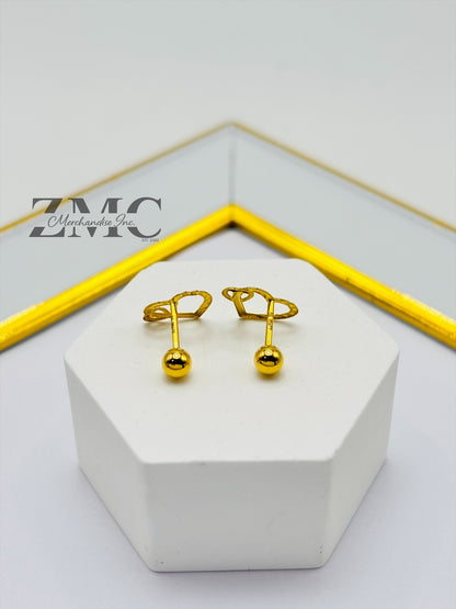 18K Gold Heart Screw Earrings