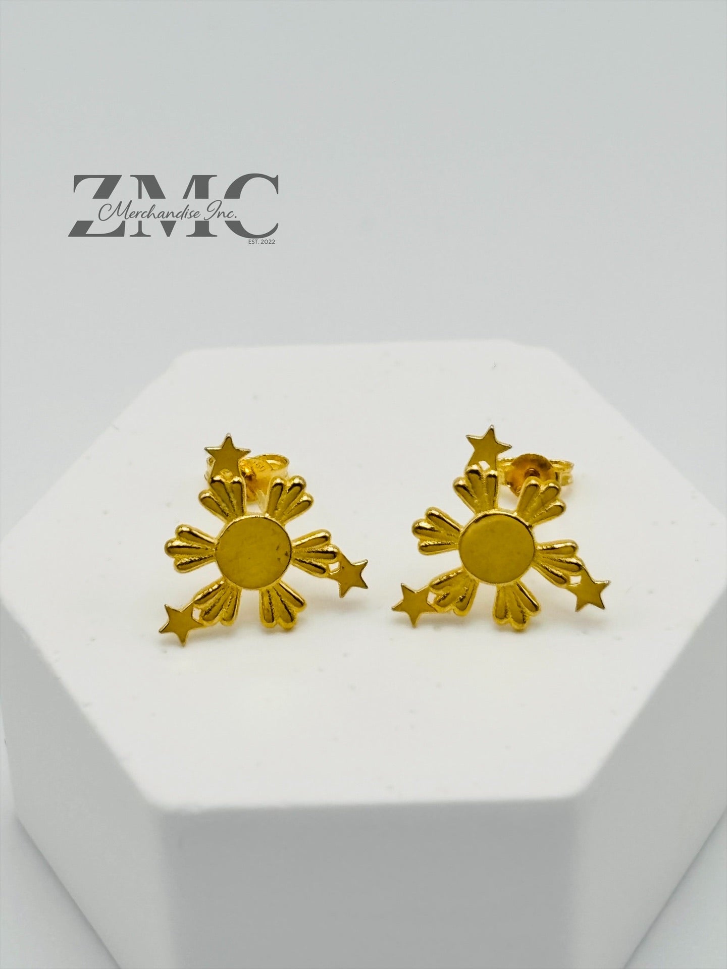 18K Gold 3 Star and Sun