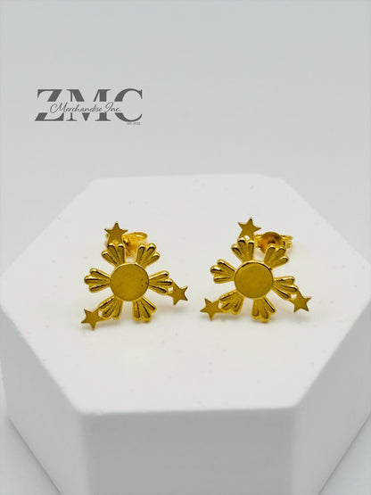 18K Gold 3 Star and Sun