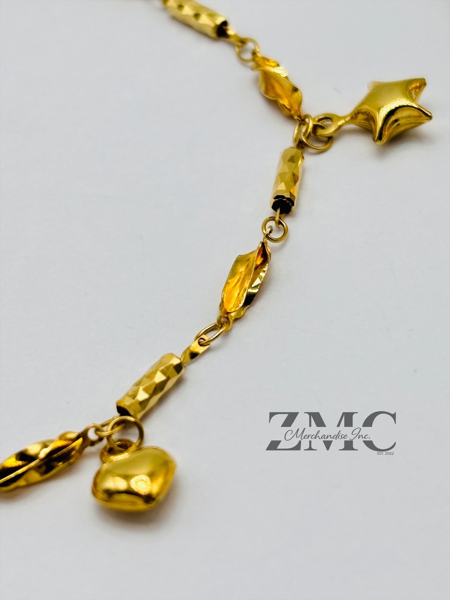 18K Gold Heart and Star Bracelet