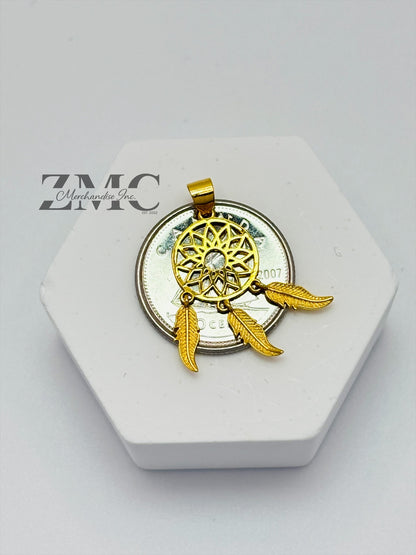 18K Gold dream Catcher Earrings and Pendant Set