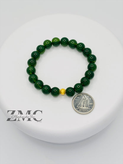 18K Gold Cats Eye Ball with Green Stone
