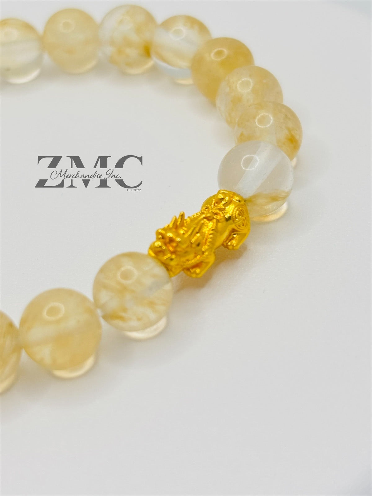 18K Gold  Lucky Piyao/ Pi Xiu Pale Citrine Stone  ( Hollow Empty Inside) Small