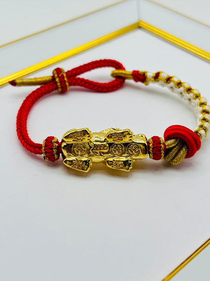 18K Gold  Lucky Piyao/ Pi Xiu Bracelet  ( Hollow Empty Inside) XXL