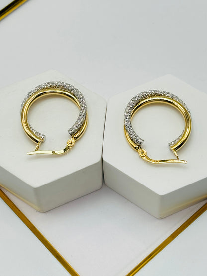 K18 Japan Gold Two-tone Loop Earrings