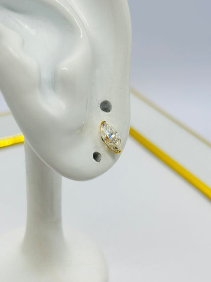 18K Gold Marquise Moissanite Diamond Earrings