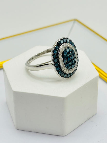 K18 Japan Gold Rare Blue and White Natural Diamond Ring 1.00 carat