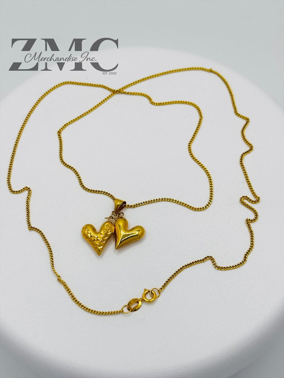 18K Gold Double Heart Necklace