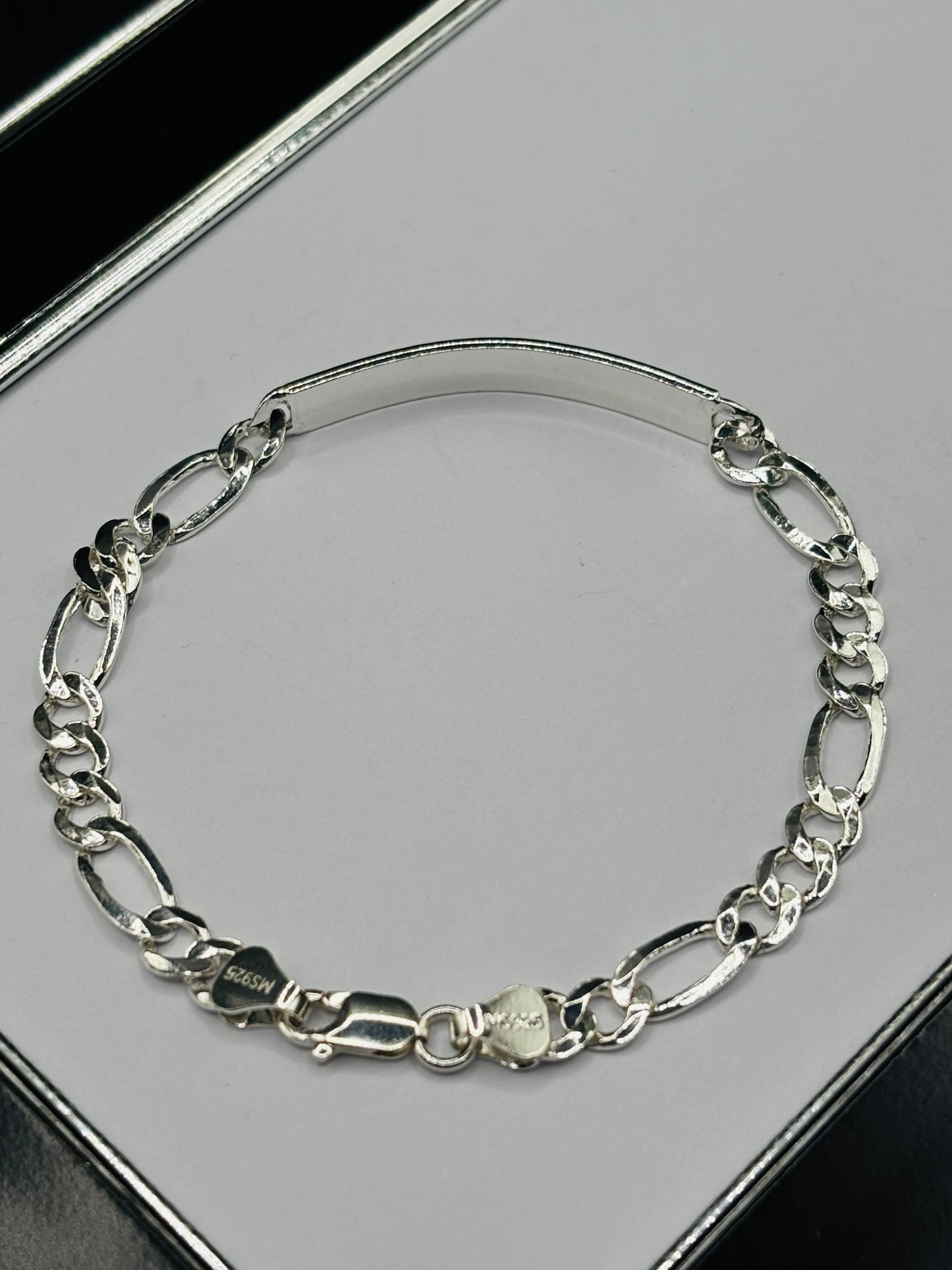 S925 Silver Name Figaro Bracelet