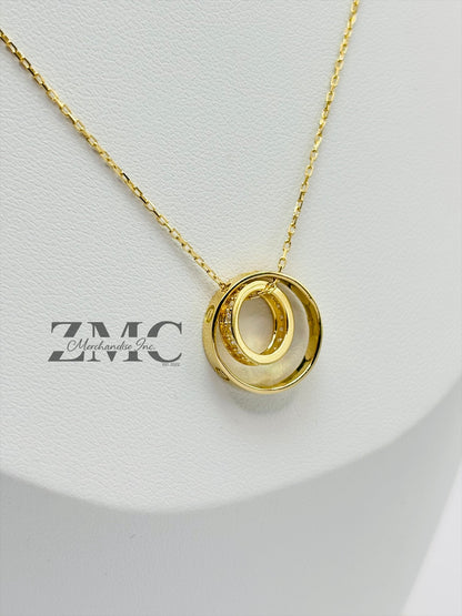 18K Gold Circle Attached Necklace