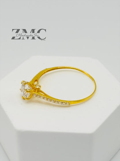 18K Gold Moissanite Diamond Round Ring