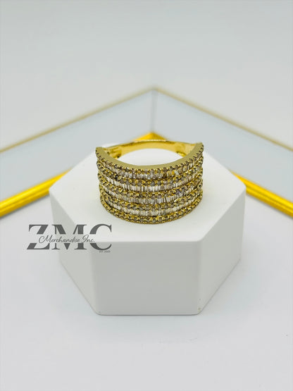 K18 Japan 4 Layered Natural Diamond Baguette Ring 1.5 carat