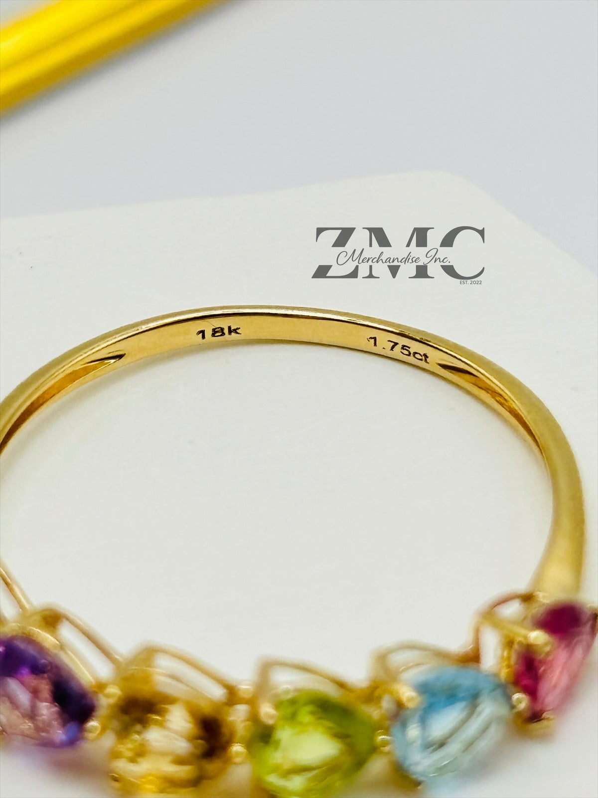 18K Gold Natural Multicolor Stone Lucky Ring