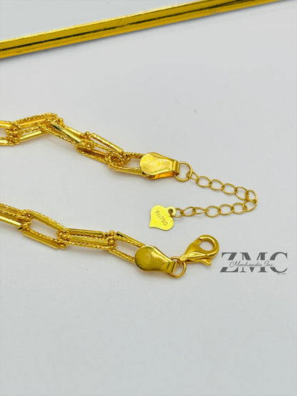 18K Gold Double Paperclip Bracelet