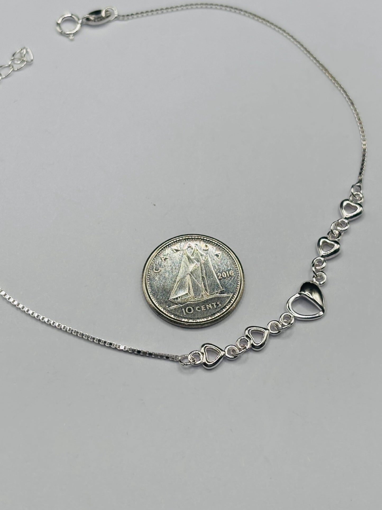 S925 Double Heart Anklet